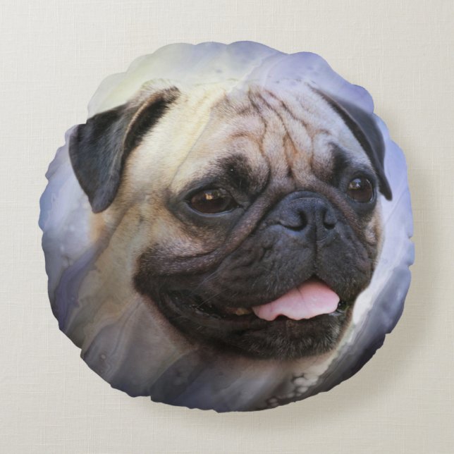 Coussins Ronds Visage de carlin (Devant)
