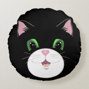 Coussins Ronds Visage de chat en smoking mignon et drôle de dessi
