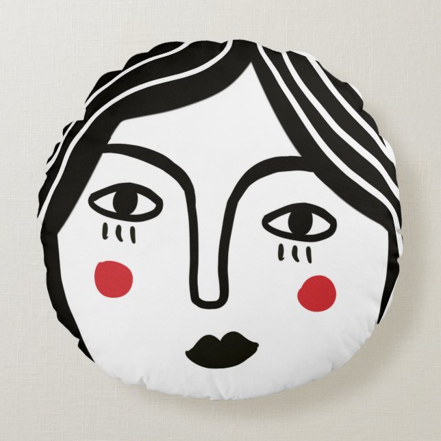 Coussins Ronds Visage de fille (Devant)