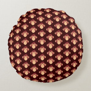 Coussins Ronds Visage de singe pixelisé mignon