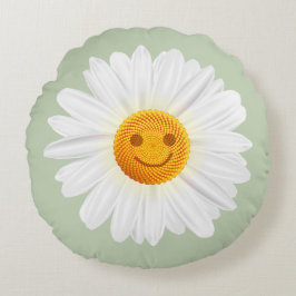 Coussins Ronds Visage de smiley de fleur de marguerite