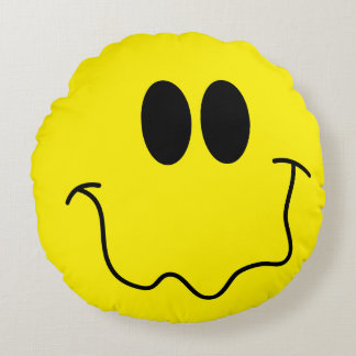 Coussins Ronds Visage drôle jaune heureux idiot