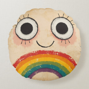 COUSSINS RONDS VISAGE HEUREUX ARC-EN-CIEL