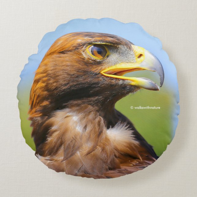 Coussins Ronds Vision d'un bel aigle d'or jeune (Devant)