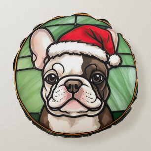 Coussins Ronds Vitrail de Noël Bouledogue Français