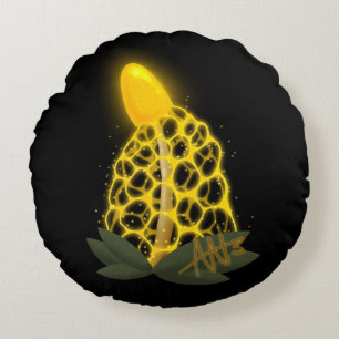 Coussins Ronds Voile nuptiale magique Champignon jaune étincelant