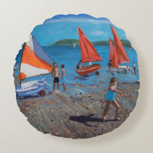 Coussins Ronds Voiles rouges et blanches Abersoch