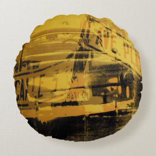 Coussins Ronds Voiture et plaque de rue jaunes