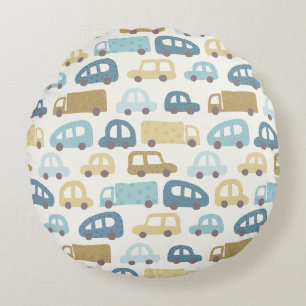 Coussins Ronds Voitures et camions miniatures   Bleu poussiéreux 
