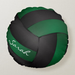Coussins Ronds Volley-ball vert foncé et noir Personnaliser