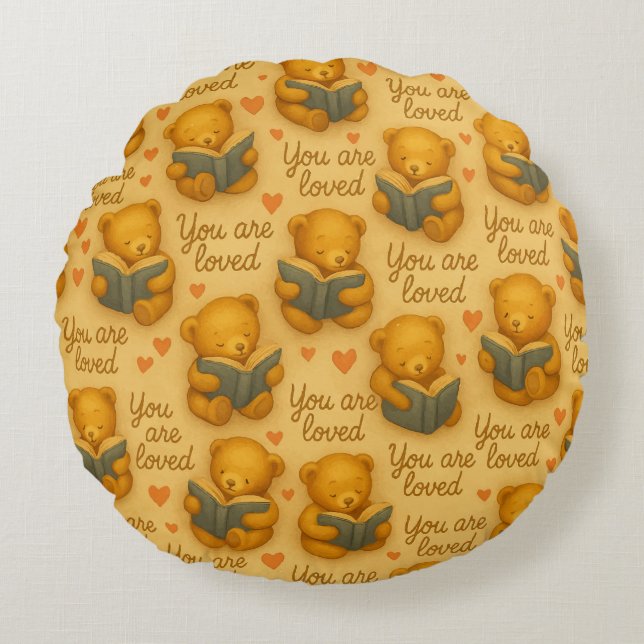 Coussins Ronds Vous êtes aimé - Ours Aquarelle Rond (Devant)