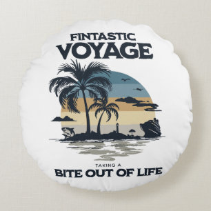Coussins Ronds Voyage Fintastique Prendre Une Bouchée De La Vie