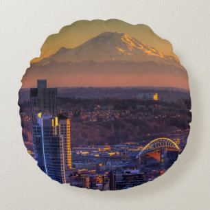 Coussins Ronds Vue de paysage urbain de Seattle du centre, le