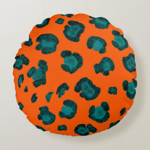 Coussins Ronds Watercolor seamless pattern with leopard skin. Fas