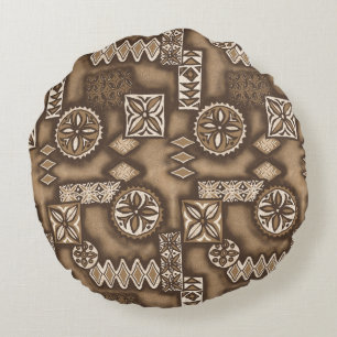 Coussins Ronds Wave Warrior Hawaiian Tapa