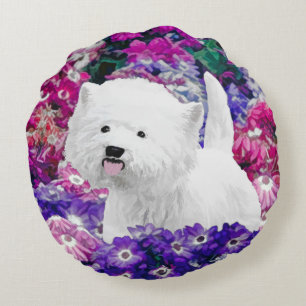 Coussins Ronds West Highland White Terrier Peinture Chien Art