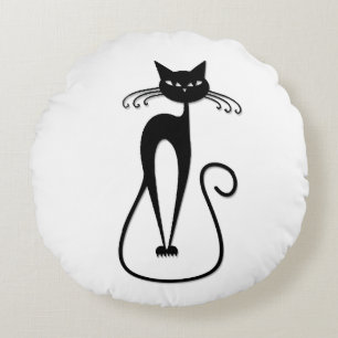 Coussins Ronds Whimsical Skinny Chat noir