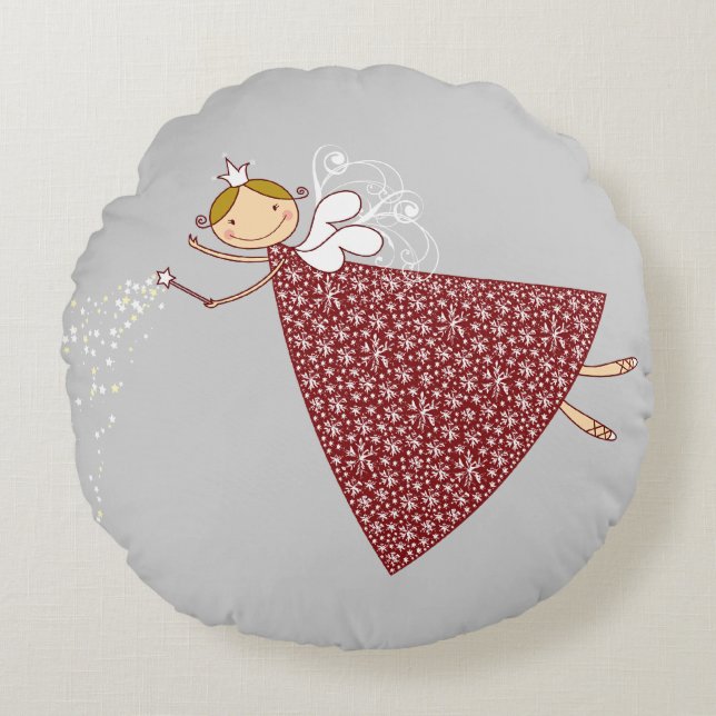 Coussins Ronds Whimssical Cute Snowflakes Fairy Holiday Noël (Devant)