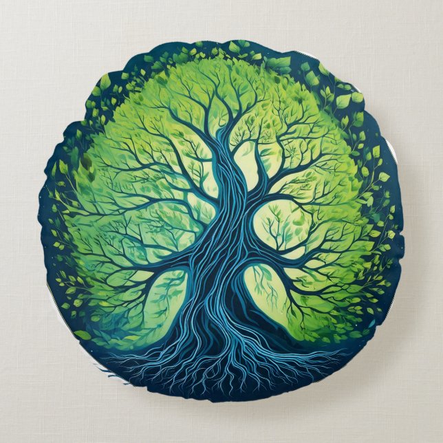 Coussins Ronds Whispers of the Wind : L'essence de l'arbre (Devant)