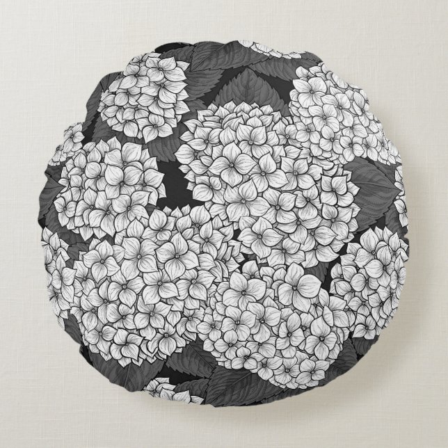 Coussins Ronds White hydrangea (Devant)