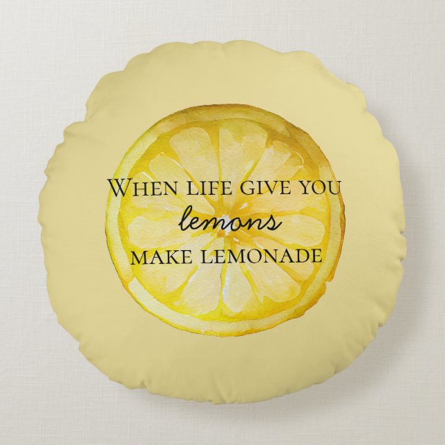 Coussins Ronds White Life vous donne une citation de citron (Devant)