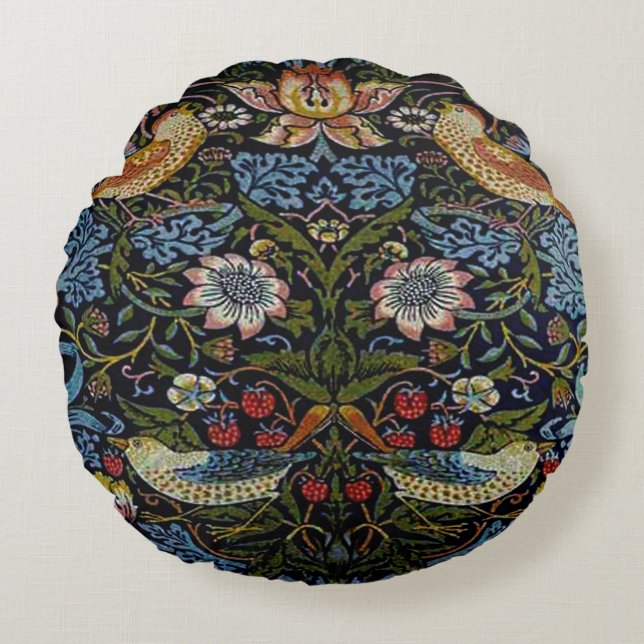 Coussins Ronds William Morris beau motif, Art nouveau, vin (Devant)