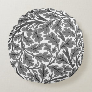 Coussins Ronds William Morris Feuilles de chêne, gris / gris et b