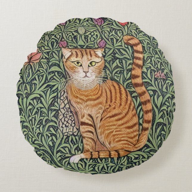 Coussins Ronds William Morris Style Cat (Devant)