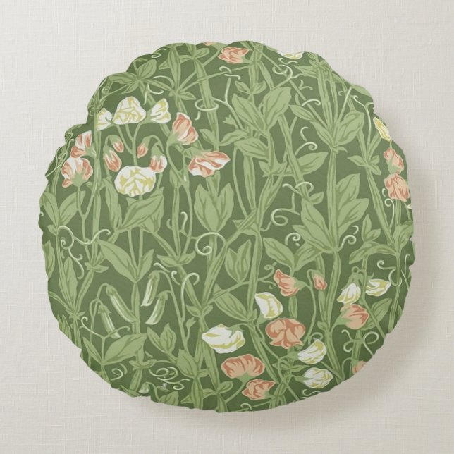 Coussins Ronds William Morris Sweet Pea Floral Design (Devant)