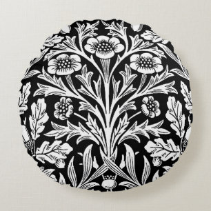 Coussins Ronds William Morris Vintage motif noir blanc chêne