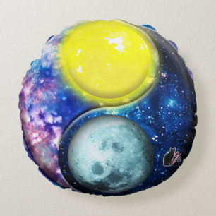 Coussins Ronds Yang-Yin / Soleil-Lune