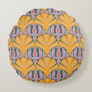 Coussins Ronds Yellow Scallop Cotton Round Pillow