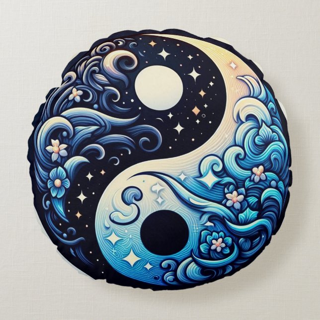 Coussins Ronds Yin Yang Beau design (Devant)