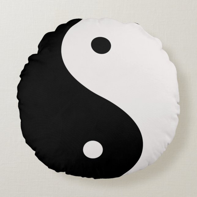 Coussins Ronds Yin Yang Blanc Noir Tour Jeu Oreiller (Devant)