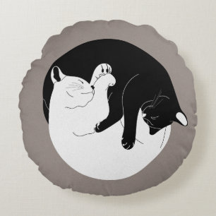 Coussins Ronds Yin Yang Kitties