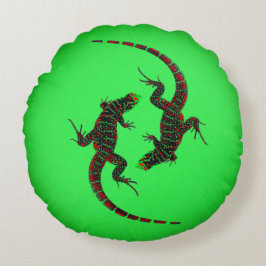 Coussins Ronds Yin Yang Lizards