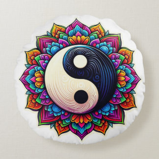 Coussins Ronds Yin Yang mandala design pillow