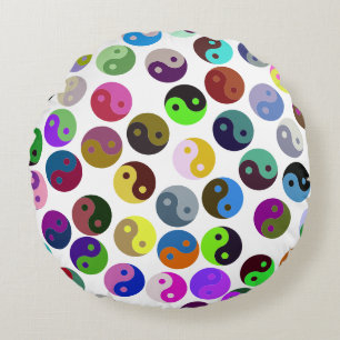 Coussins Ronds Ying Yang Motif coloré