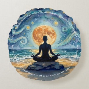 Coussins Ronds Yoga Méditation Ciel Nocturne Étoilé Lune Plage Oc