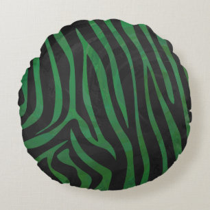 Coussins Ronds Zebra Black et Green Print