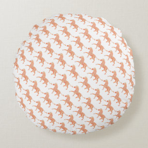 Coussins Ronds Zebra Orange et Silhouette blanche