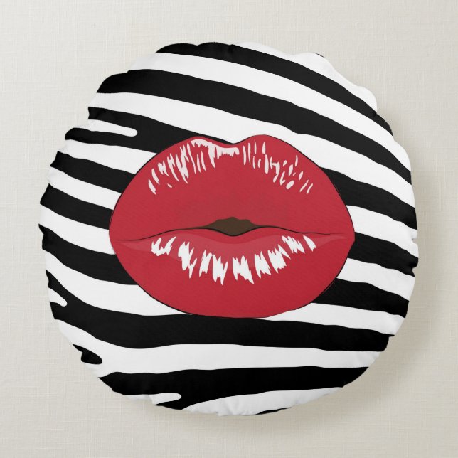 Coussins Ronds Zèbre de charme de maquillage de beauté de mode de (Devant)