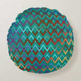 Coussins Ronds ZIGZAG diamants - couleur + votre backgr. & idées