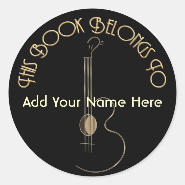 Coustic Guitar Logo Design Buchzeichen Sticker (Vorderseite)