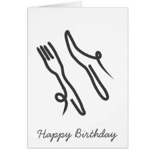 Couteau alimentaire et fourche moderne gris et bla