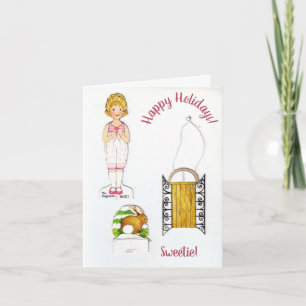 Coutume de papier vintage de carte de vacances