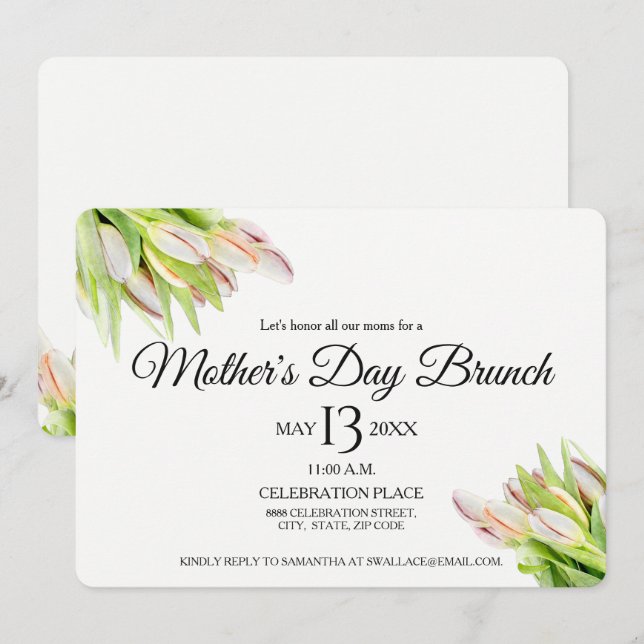 Coutume, invitation de brunch du jour de mère, (Devant / Derrière)