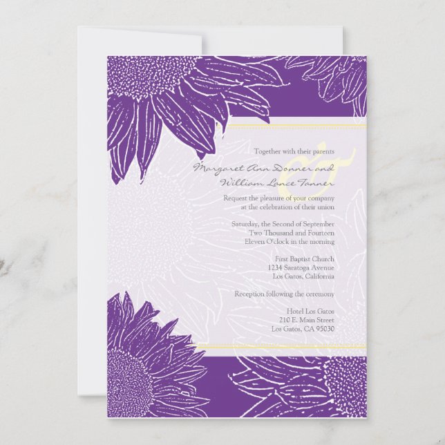 coutume ::Mariage de tournesol Invitation : Purple (Devant)