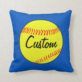Coutume Oreiller à lancer de softball bleu
