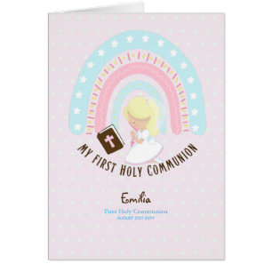 Coutume Première Sainte Communion Cute Blonde Coif